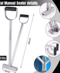 Pro Grade Hand Seamer Tool for Sheet Metal, showing 26-inch standing seam pliers, non-slip handle, and leakproof clamp details.