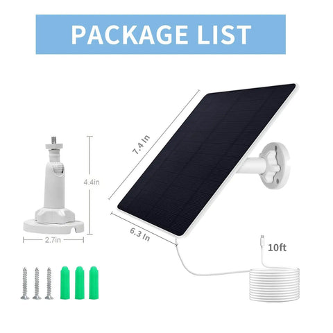 Rugged Solar Panel Charger That Keeps The Juice Flowing For Essential 2K Outdoor And Essential Spotlight Cameras USB C And Micro USB Ports 9.8 Foot Cable IP66 Weatherproof Outdoor Security Solution 1 Pack with included mounting hardware.