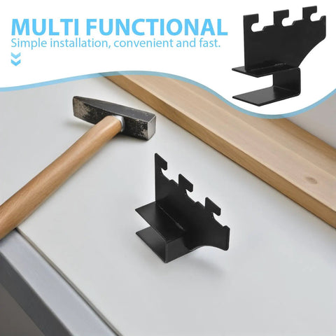 Heavy Duty Stainless Steel Shelf Brackets Black Square Tube Supports 2 Pack with hammer and wood, easy install