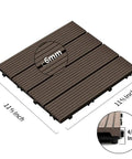 22 Pieces Wood Plastic Composite Patio Deck Tiles Interlocking 12x12 Inches Water Resistant For Indoor Outdoor Use Weatherproof Mocha