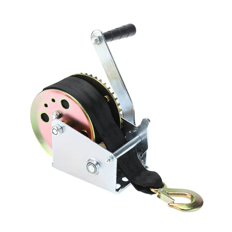 600 Lb Heavy Duty Hand Winch with 6m Rope and 2 Inch Polyester Strap, 3:1 Gear, Beefy Steel Construction for ATV