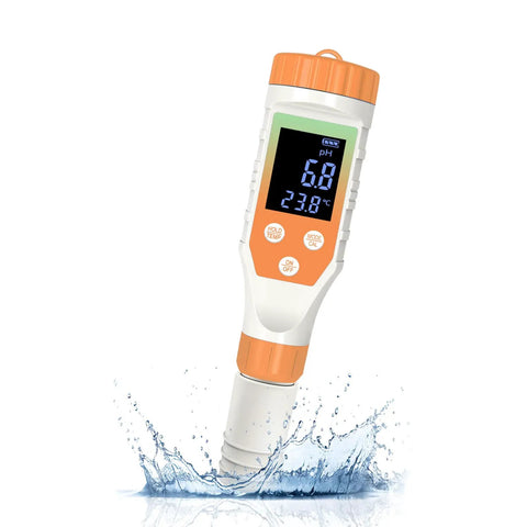 7 In 1 Hydrogen Water Tester With Digital pH TDS EC ORP Salt And Temperature Meter For Drinking Water, splashing water