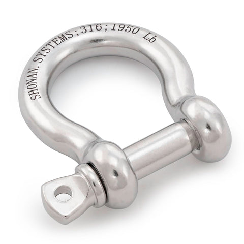 Beefy Half Inch Bow Shackle For Chains Or Straps Heavy Duty D Ring Shackle Marine Grade Stainless Steel 316 Boat Anchor Kit Screw Shackle 1950 Pound Capacity One Piece