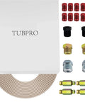 Tubpro 3/16 in copper-nickel brake line kit, 25 ft coil with 16 nuts and 4 unions, assorted fittings