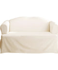 Cotton Duck Sofa Slipcover For T Cushion Loveseat One Piece With Seat Seam Elastic, 100 Percent Cotton, Natural Color