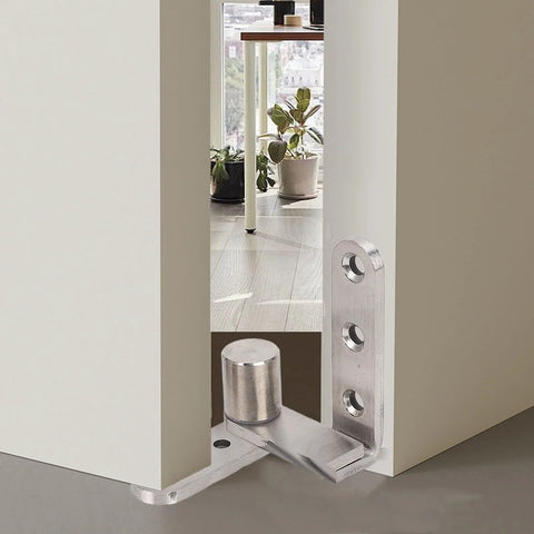 Heavy Duty Stainless Steel Door Pivot Hinges 130lb Load Bearing Hidden 270 Degree Inset Hinge for Bookcase Doors installed view