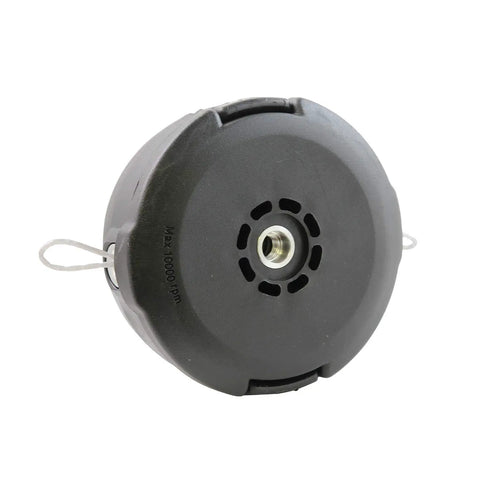 Universal T35 Tap Advance Straight Shaft String Trimmer Head Prewound With .095 Inch Line Blue And Black Easy Reload Spool
