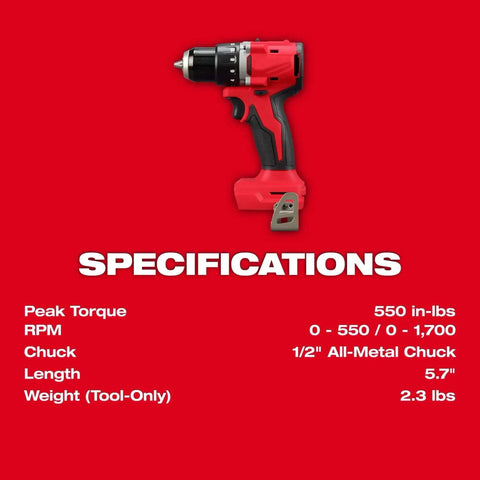 Compact 18 Volt Brushless Drill Driver Kit Built For Tight Squeeze Projects And Quick Fastening Operations Featuring Solid Cordless Power Delivering Serious Kickass Performance Daily on a red background showcasing specifications.