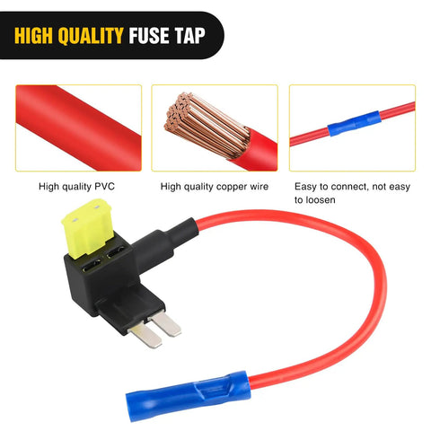 10 Pack Micro 2 Fuse Tap 12V Car Add A Circuit ATR Blade Adapter with 20A Fuses Holder and high quality copper wire