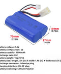 Two Pack 7.4V 1500mAh LiPo Battery For Fast RC Boat Long Lasting Power With Balance Charging Compatible With FT009 UDI009