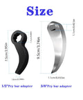 Two Pack Pry Bar Wrench Adapter And Ratchet Pry Bar Attachment With 360 Degree Swivel Head For Tight Spaces showing size details