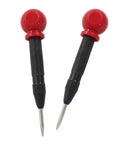 Heavy Duty Built Different Spring Loaded Center Punch 2 Pack With Adjustable Depth Control Brass Body And Heat Treated Steel Tip for precision marking.