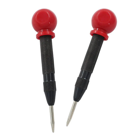 Heavy Duty Built Different Spring Loaded Center Punch 2 Pack With Adjustable Depth Control Brass Body And Heat Treated Steel Tip for precision marking.