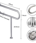 Heavy Duty Stainless Steel Toilet Grab Bar and Wall to Floor Safety Rail 23.6 Inch with supports up to 330 lbs, non-slip grip.