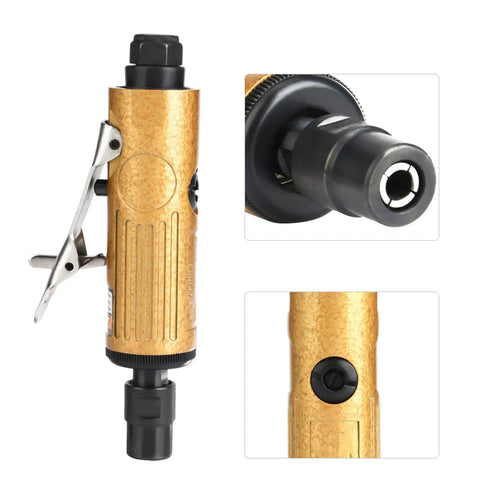 Rock Solid Metal Straight Shank Pneumatic Air Die Grinder with ergonomic grip and adjustable speed for precision work.