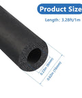 Solid As A Rock Foam Pipe Insulation Tubing With A Sweet Snug Fit Quarter Inch Inner And Five Eighths Outer Diameter Three Point Three Feet Long Durable Weather Shielding Made For Roof Rack Cable Wrapping, showing dimensions.