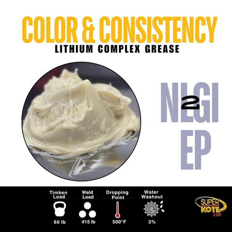 Multipurpose Lithium Complex Grease NLGI 2 GCLB EP, close-up view of grease texture in a can for heavy-duty use, white