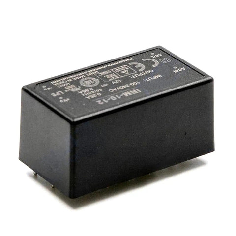 Rock Solid Industrial Ac Dc Switching Power Supply 12 Volt 10 Watt Converter, compact black power module for circuit boards.