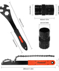 Bike Cassette Removal Tool With Chain Whip And 2 In 1 Freewheel Remover Pedal Wrench And Sprocket Remover dimensions