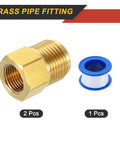 Two Pack Brass Pipe Fitting 5/8 SAE Male And 3/8 SAE Female Flare Tube Adapter with Sealant Tape for HVAC and Refrigeration