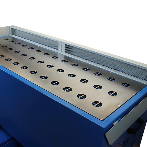 Heavy Duty Metalworking Downdraft Table Featuring Dual Motors And Killer 3700 Cfm Airflow seamless steel top with air vents