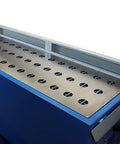 Built Damn Tough 61 By 23 Inch Metalworking Downdraft Table With Dual Motor Dust Collector Vacuum System For Welding And Grinding Station top view with mesh and metal surface.