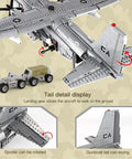 AC 130 Gunship Building Block Set 1713 Pieces WW2 Aircraft Model Kit showing tail detail with spoilers and swinging tail.
