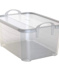 Heavy Duty Stackable Storage Bins Eighteen Pack White Plastic 55 Quart Home Organizers clear container with lid and handles.
