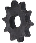 Premium Industrial Steel Chain Sprocket With 10 Teeth For Electric Scooter Replacement High Durability Heavy Duty Motor Gear Cog viewed from side angle.