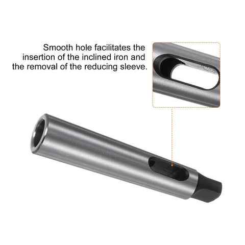 2 Pieces Morse Taper Adapter MT2 MT1 90mm Reducing Sleeve High Carbon Steel Drill Chuck Sleeve showing smooth hole for easy removal