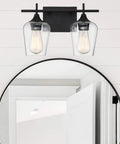 Dope Octave Bohemian Clear Glass Vanity Wall Light Two Light Bath Fixture In Warm Brass 120 Total Watts Above Mirror