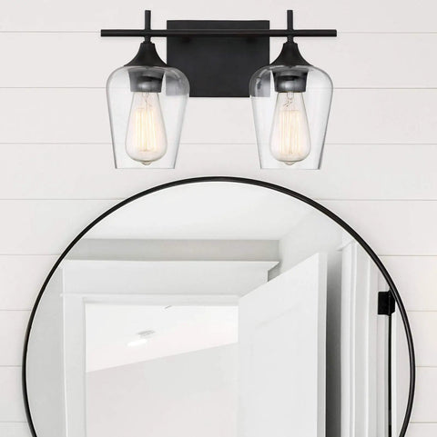 Dope Octave Bohemian Clear Glass Vanity Wall Light Two Light Bath Fixture In Warm Brass 120 Total Watts Above Mirror