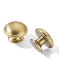 20 Pack Brushed Brass Cabinet Knobs Solid Heavy Duty Mushroom Pulls Size For Cabinets Closets Dressers Kitchens And Bathrooms Hardware Upgrade Your Cabinets With Easy Install Dope Look Built To Last. brushed brass mushroom knobs, front and side view