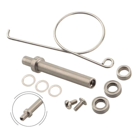 Cool Fishing Reel Handle Knob Repair Kit With Shaft And Bearings Includes Washers Screws Gasket Assembly For Freshwater Upgrades银色金属 10 Pieces Size 7 4 2 5mm, metal parts laid out