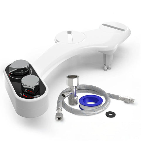 No Electric Bidet Attachment For Toilet Seat Fits Most Standard Elongated Seats With Self Cleaning Dual Nozzles Leak Proof Connectors