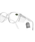 Heavy Duty Z87 Plus Safety Reading Specs With UV400 Side Shields And Impact Resistant Lenses Built Tough For Jobsites And The Daily Grind Featuring One Five X Clearfall Magnification, clear reading glasses with +1.5 lenses.