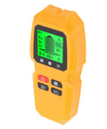 GYZOUKA Wall Scanner Stud Detector for Wood Metal Live AC Wire Locating, ergonomic yellow device with green display.