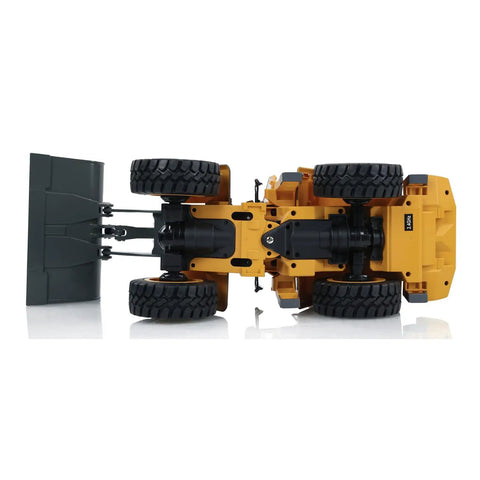Top view of Badass 1/16 Scale RC Loader Built Like A Tank With Killer Four Wheel Drive And Heavy Duty Transmission, showcasing alloy axles.
