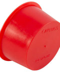 Red LDPE dust seal cap plug for protective closures and masking applications.