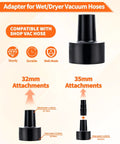 Universal wet/dry vacuum hose adapter kit for 32mm and 35mm attachments, compatible with shop vac hoses, durable and well-made.
