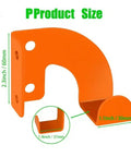 Heavy Duty Iron Power Tool Hanger Wall Mount, orange metal, with dimensions for garage and shed organization.
