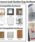 Image showing compatible and non-compatible surfaces for Flexible Race Car Track Set With Pressure Suction Cups.