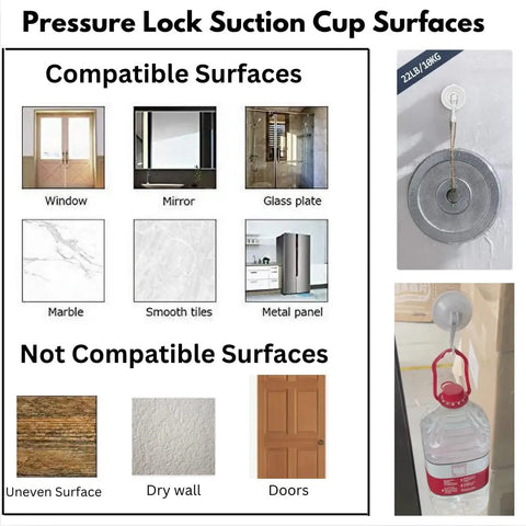 Image showing compatible and non-compatible surfaces for Flexible Race Car Track Set With Pressure Suction Cups.
