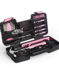 Pink 39-Piece General Home Tool Set With Portable Toolbox Case, Your DIY Must-Have Hand Tools Kit, Includes Tape Measure, Claw Hammer, Slip Joint Pliers, Level Ruler, And More For Quick Home Repairs