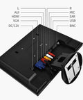 Back view of 14-Inch 4:3 Security Monitor With No Image Stretching, Tough Metal Housing, showing diverse input ports and VESA mount.