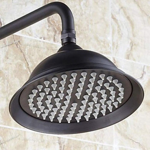 UMJIGF Retro Shower Column Set Brass Wall Shower System Shower in Black Paint Set with Bath Faucet, Shower, Shower Knob for Bathroom showerhead close-up