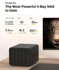 Rock Solid Four Bay Nas Server Built Around A Legit Badass Intel I3 N305 with a sleek black design on a wooden desk.