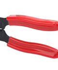 Red ergonomic handle of Pro Grade Multi Function Wire Terminal Crimping Pliers With Carbon Steel Blade for electrical projects, side view
