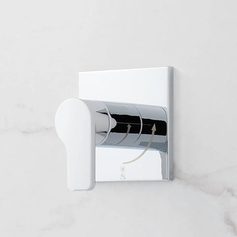 Slick Matte Black Hibiscus Thermostatic Shower System With 1.8 GPM Flow Control sleek chrome flow valve design for modern bathrooms.
