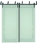 Veregio 7411 Interior Barn Bypass Sliding Doors No Glass Solid Wood 84x96 Inches with Heavy Duty Hardware Kit visible